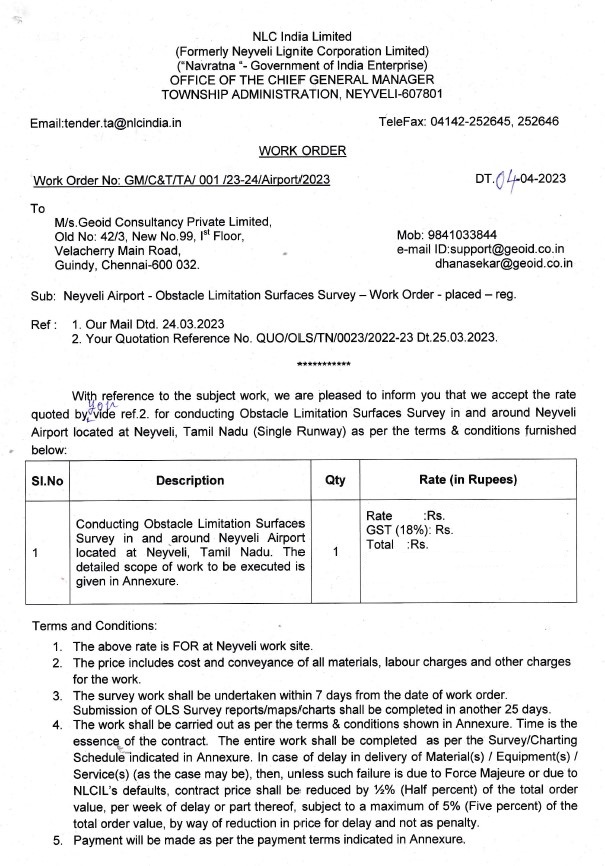 OLS Survey Neyveli Airport